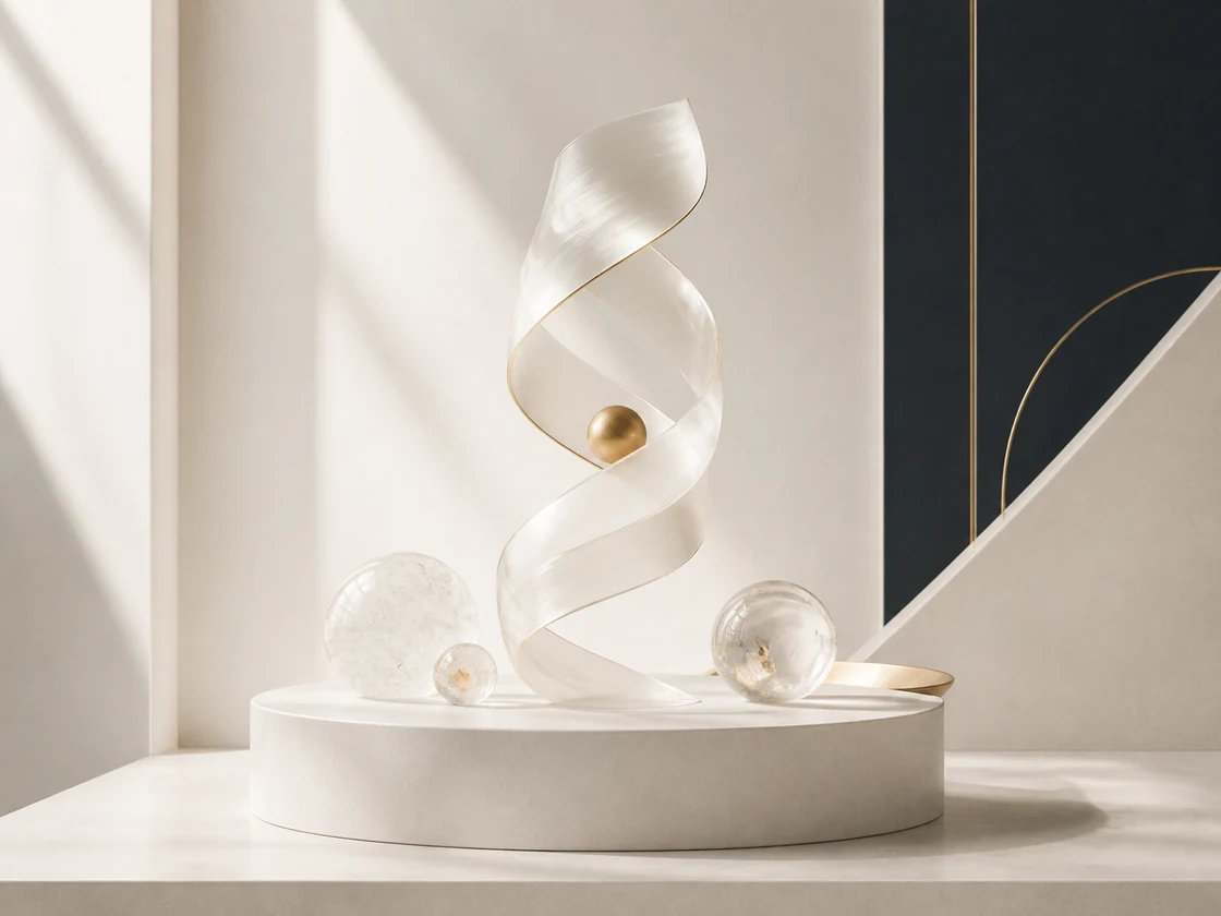 Forma biomórfica translúcida inspirada en genética y longevidad